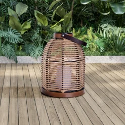 LED-solcellelampe Korbinian, brun, høyde 29 cm, IP44, lykt