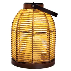 LED-solcellelampe Korbinian, brun, høyde 29 cm, IP44, lykt