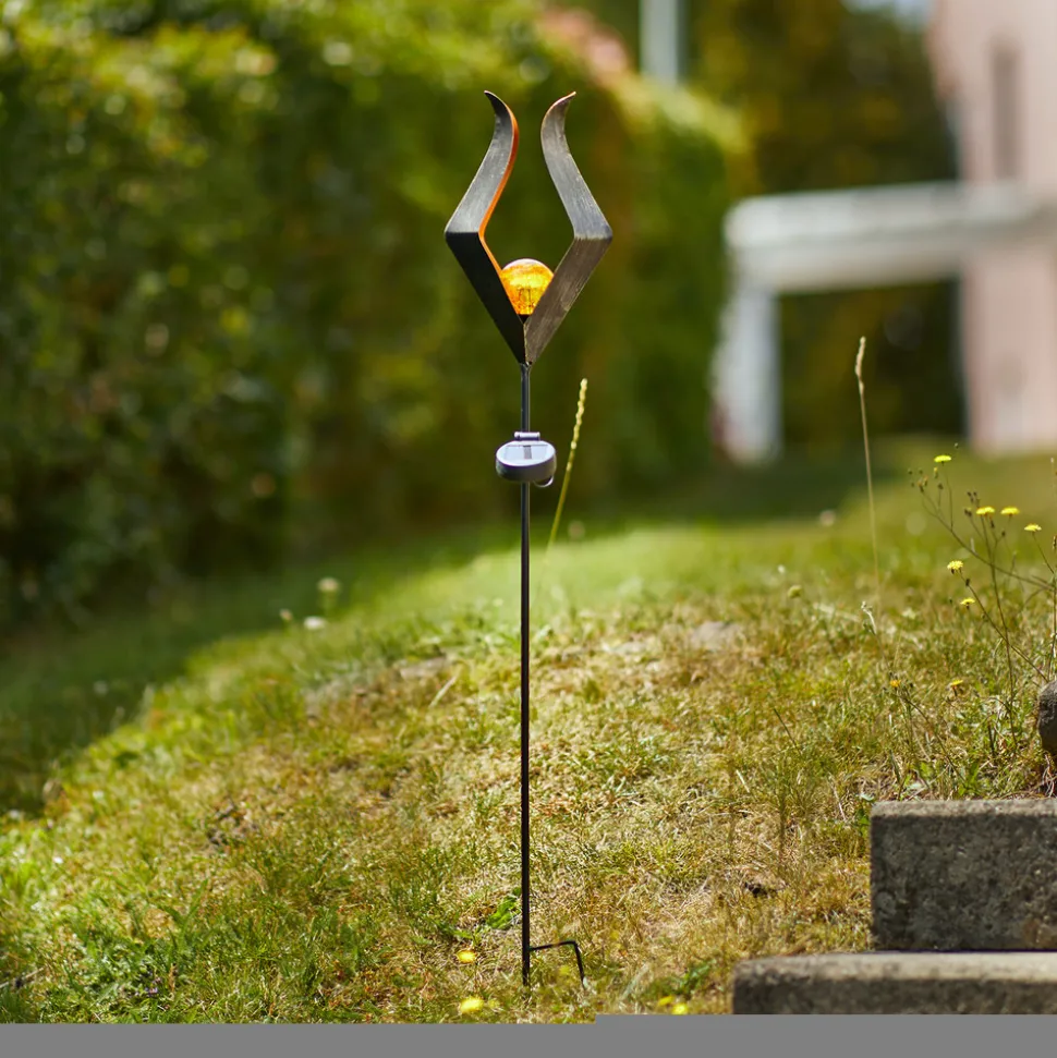 LED-solcellelampe med jordspyd 48702 med glasskule