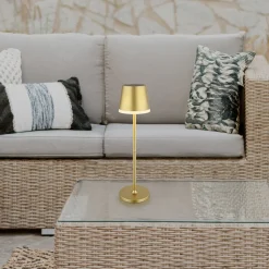 LED-solcellelampe, metall, gullfarget, høyde 41 cm, IP44