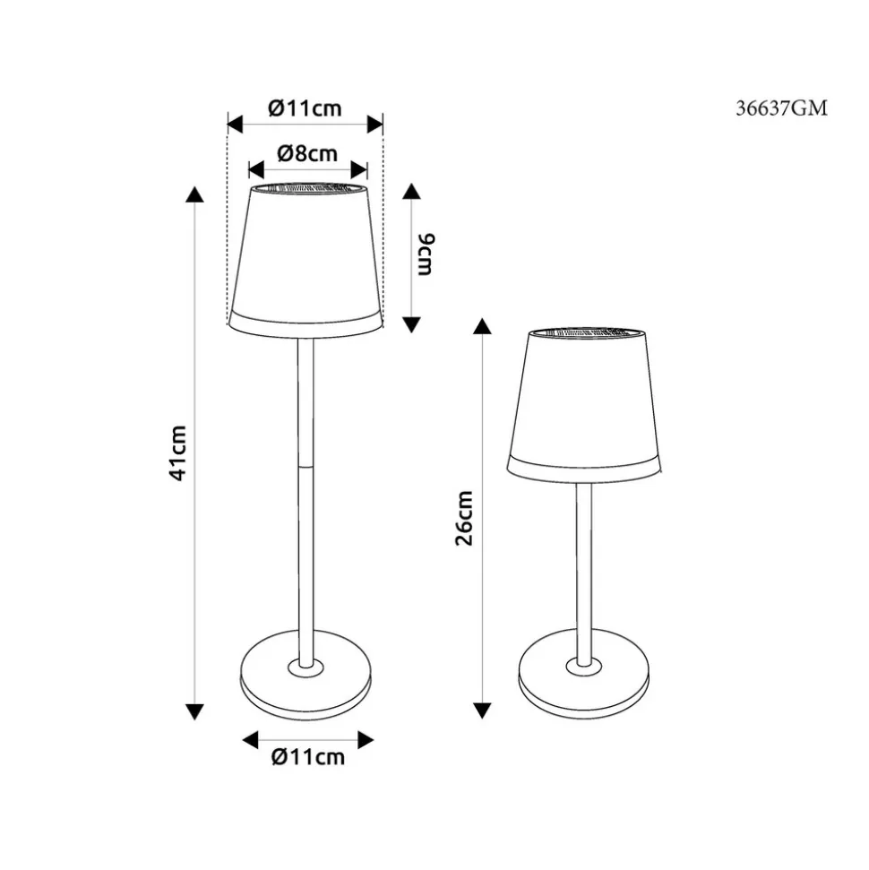 LED-solcellelampe, metall, gullfarget, høyde 41 cm, IP44