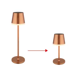 LED-solcellelampe, metall, kobberfarget, høyde 41 cm, IP44