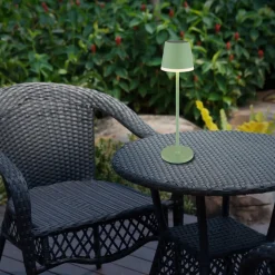 LED-solcellelampe, metall, lysegrønn, høyde 41 cm, IP44