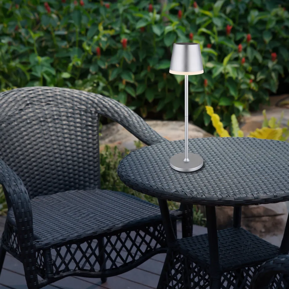 LED-solcellelampe, metall, sølvfarget, høyde 41 cm, IP44