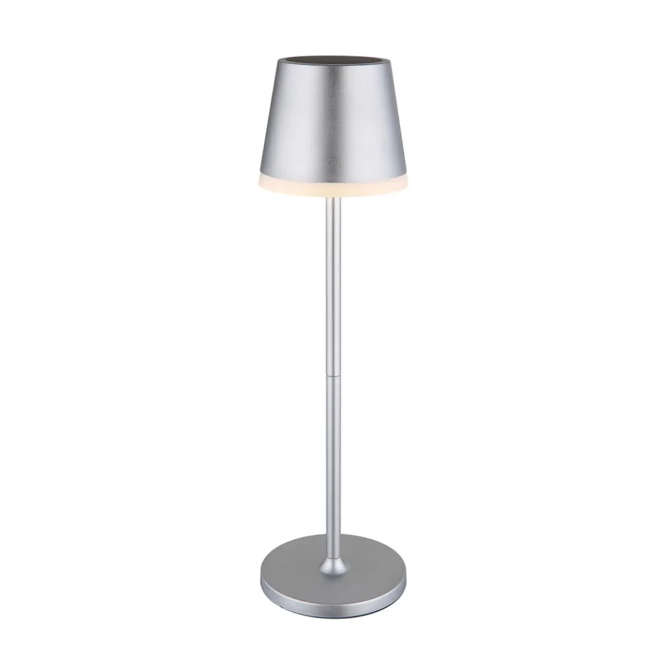 LED-solcellelampe, metall, sølvfarget, høyde 41 cm, IP44