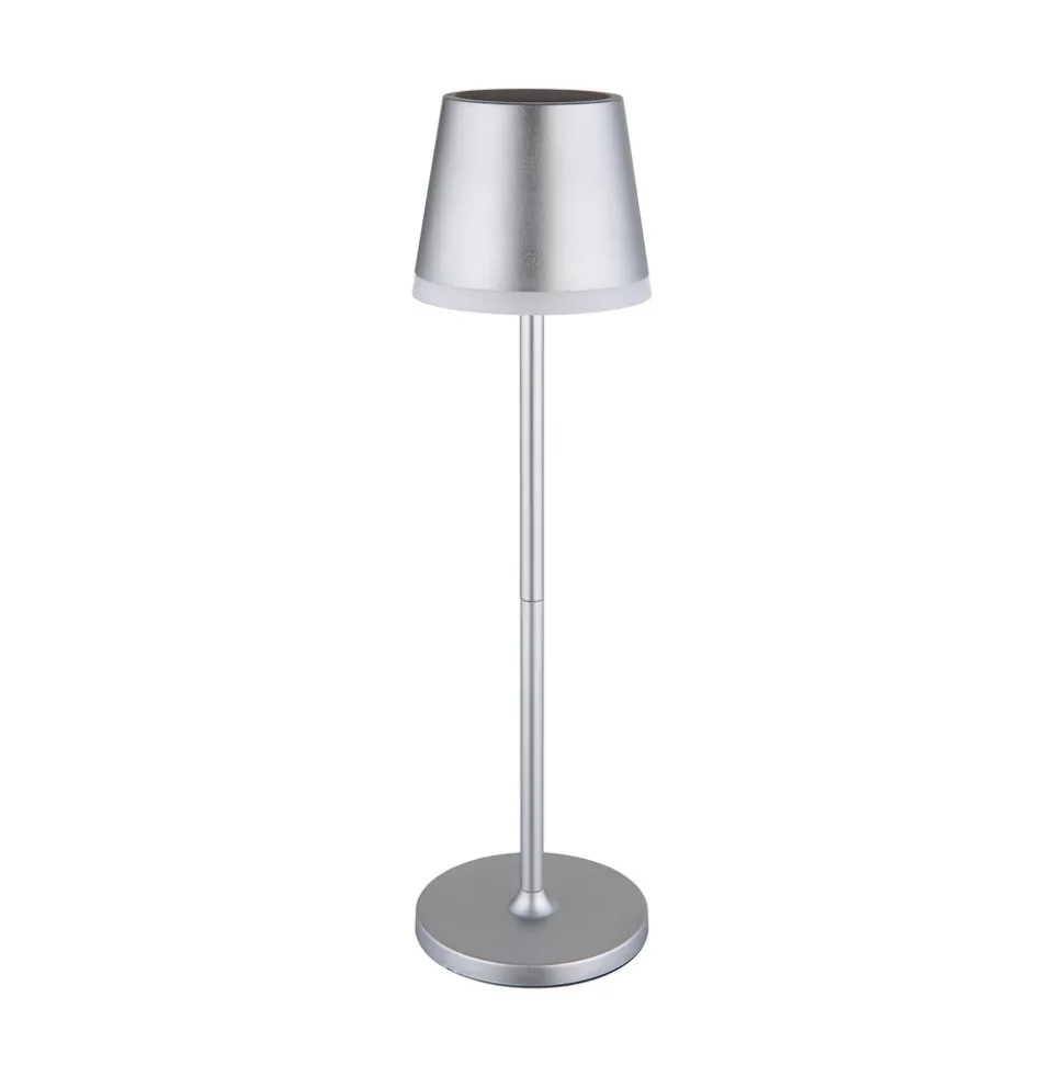 LED-solcellelampe, metall, sølvfarget, høyde 41 cm, IP44