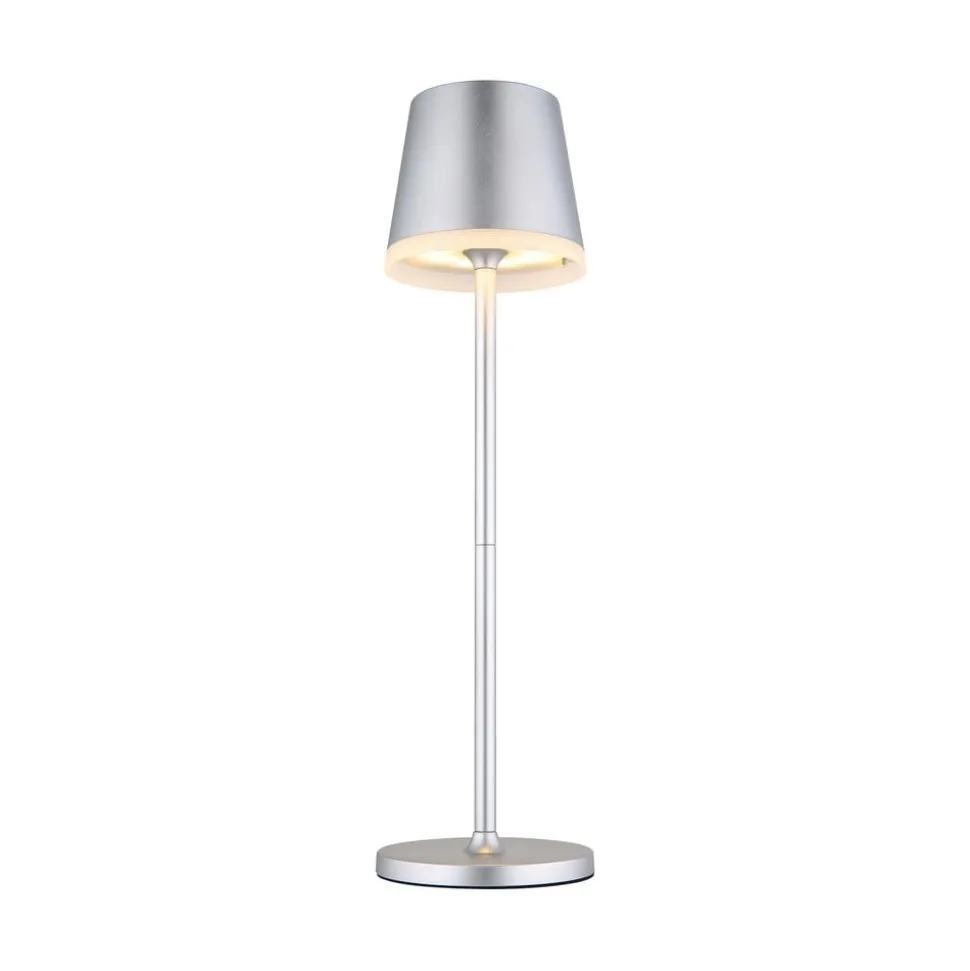 LED-solcellelampe, metall, sølvfarget, høyde 41 cm, IP44