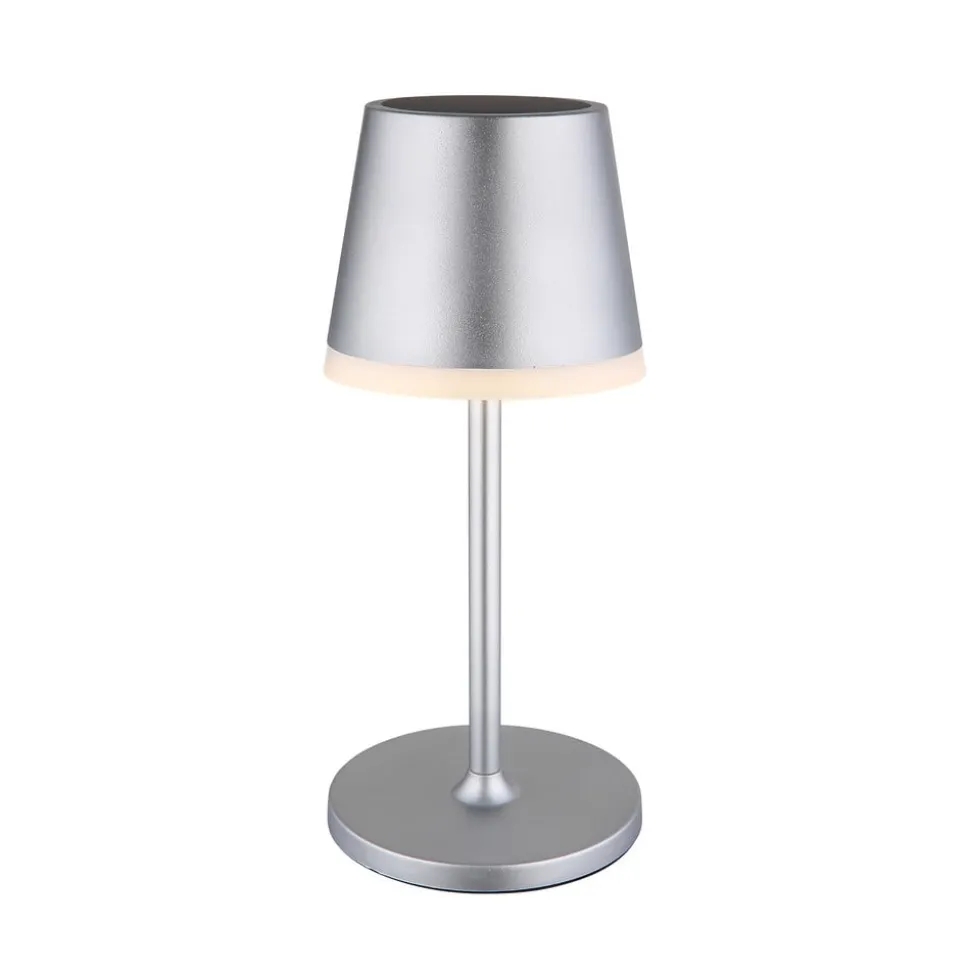 LED-solcellelampe, metall, sølvfarget, høyde 41 cm, IP44