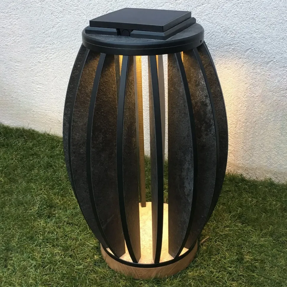 LED-solcellelampe Pastek av teak-tre med sensor