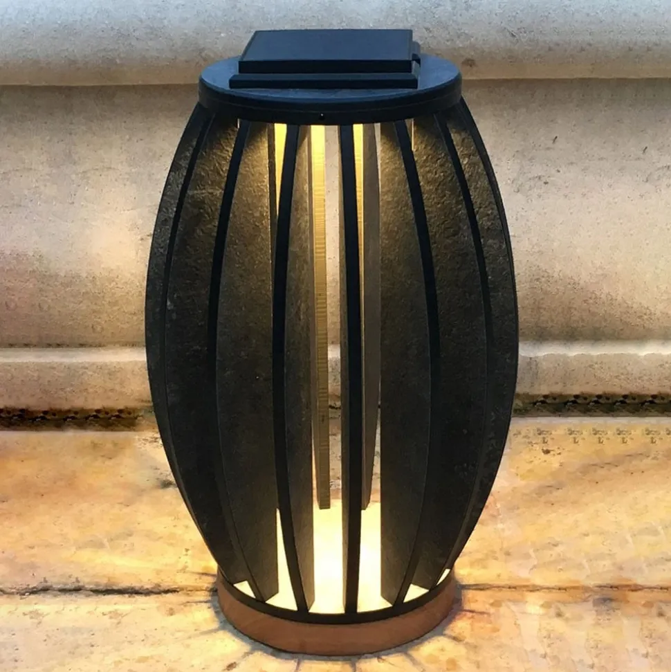 LED-solcellelampe Pastek av teak-tre med sensor