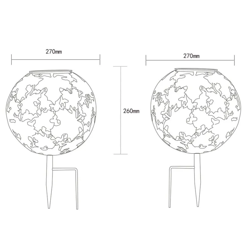 LED-solcellelampe 36749S globus Ø 27 cm, sølv, jordspyd