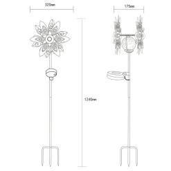 LED-solcellelampe 36578S, jordspyd, sølv/svart, metall