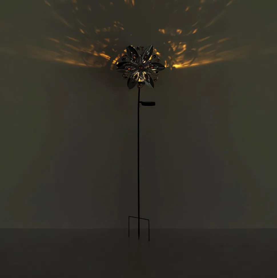 LED-solcellelampe 36578S, jordspyd, sølv/svart, metall