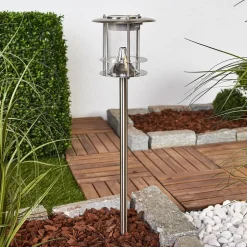 LED-solcellelampe Sumaya, stål, 65 cm høy, jordspyd