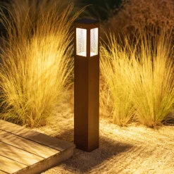 LED-solcellelampe Tradition Sensor Corten 90 cm