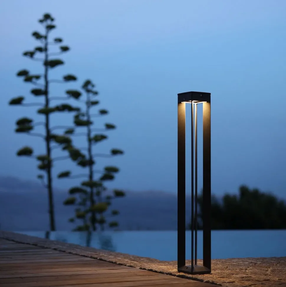 LED-solcellelykt Borne med sensor, 90 cm, grå