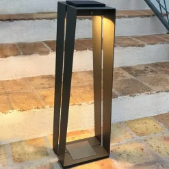 LED-solcellelykt Skaal av aluminium, 70 cm, grå