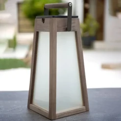 LED-solcellelykt Tecka, teak Duratec grå, 39 cm