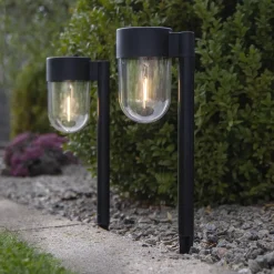 LED-solcelle-sokkellampe Cupola i 2-pk