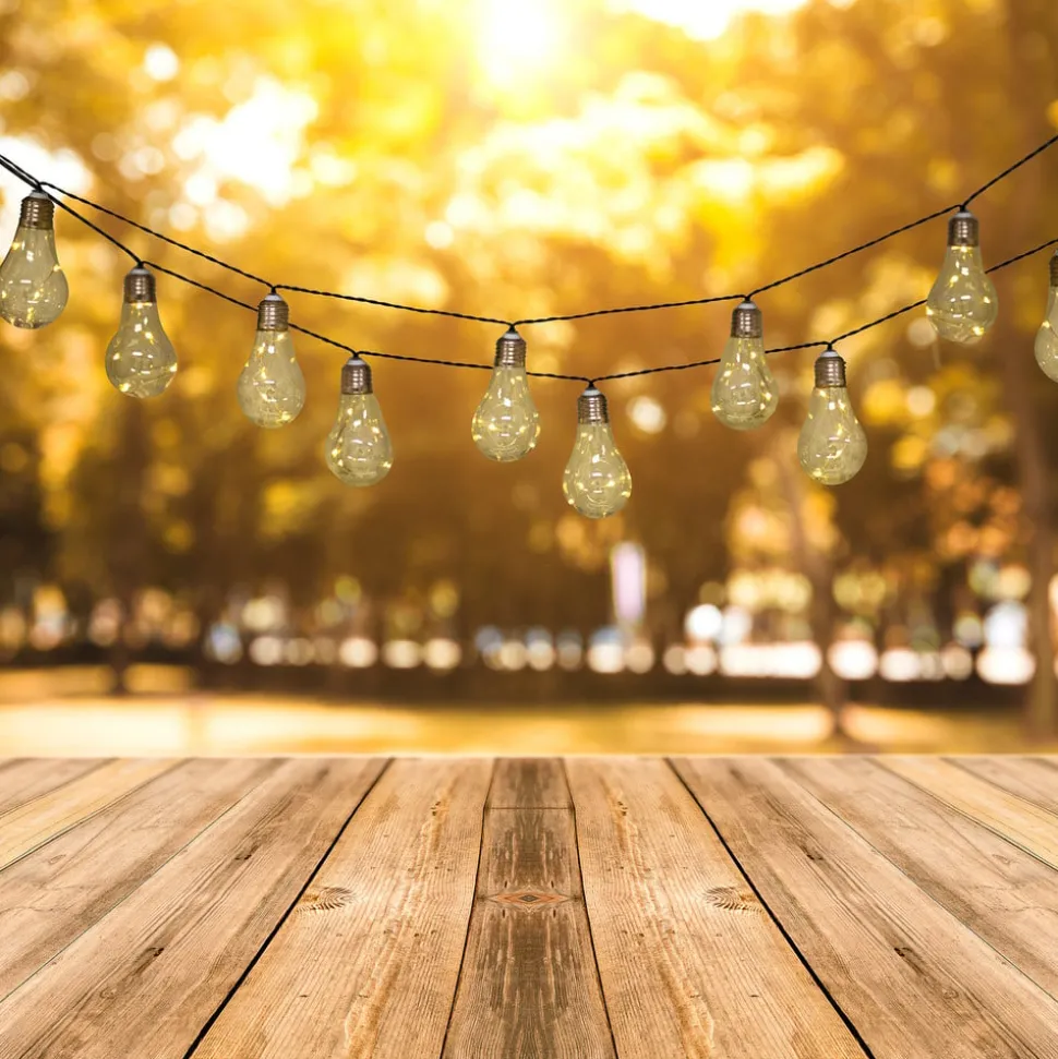 LED-sol-lyslenke tradisjonell glødepære 10 lys