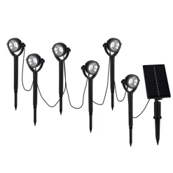 LED-spot med jordspyd NOMI, svart, sett med 6 stk, IP44