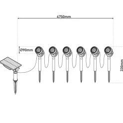 LED-spot med jordspyd NOMI, svart, sett med 6 stk, IP44