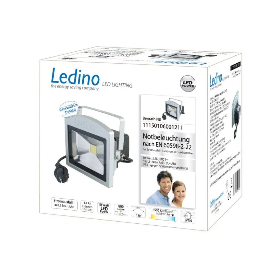 LED-spotlight Benrath NB, nødbelysning med oppladbart batteri