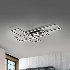 LED-taklampe Asmin, CCT, svart, 98,9x69,4 cm