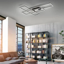 LED-taklampe Asmin, CCT, svart, 98,9x69,4 cm