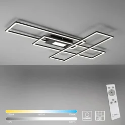 LED-taklampe Asmin, CCT, svart, 98,9x69,4 cm