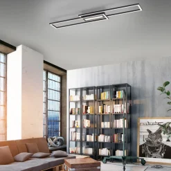 LED-taklampe Asmin, CCT, svart, 95x17,5cm