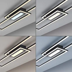 LED-taklampe Asmin, CCT, svart, 95x17,5cm