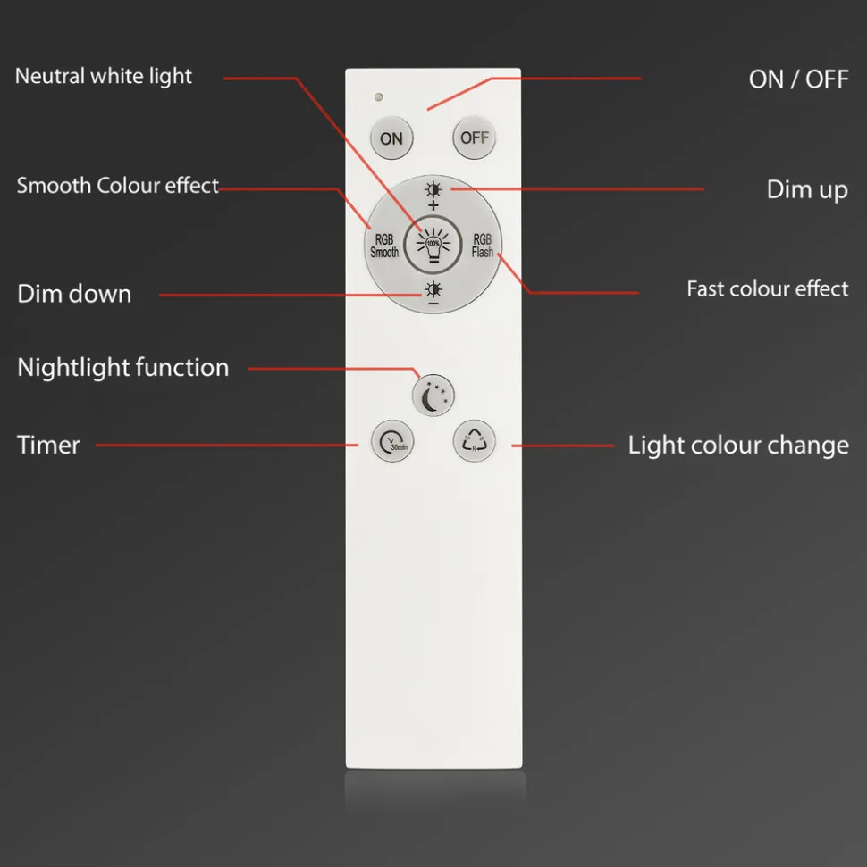 LED-taklampe B smart RGBW dimmbar hvit 42x42cm