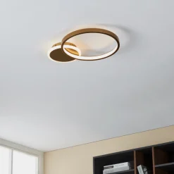 LED-taklampe Gafares, gull, aluminium, 41 cm fjernkontroll CCT