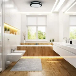 LED-taklampe Marlon, Ø 40 cm, svart, plast, IP54