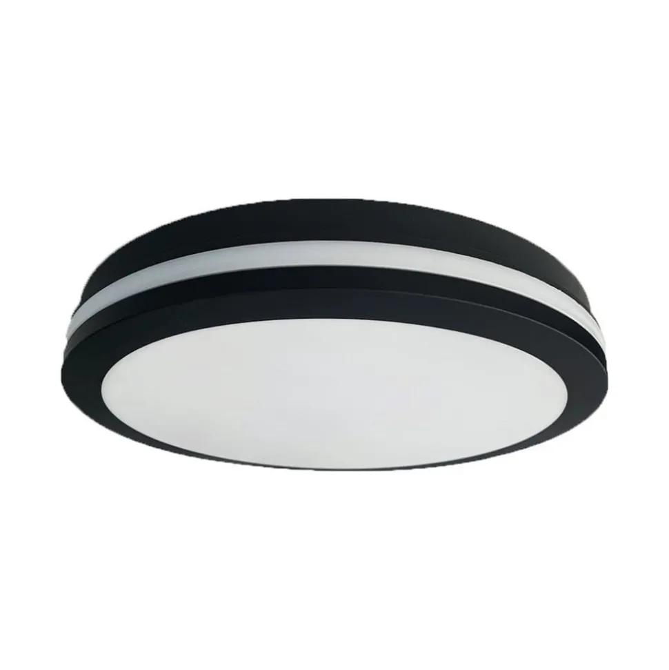 LED-taklampe Marlon, Ø 22 cm, svart, plast, IP54