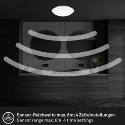 LED-taklampe med sensor Elipso IP44 4 000K Ø28cm