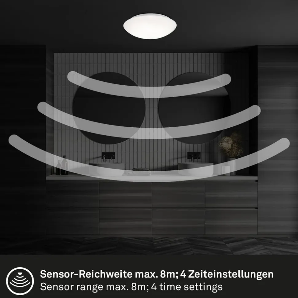 LED-taklampe med sensor Elipso IP44 4 000K Ø28cm