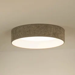 LED-taklampe Plafond, Bouclé grå, Ø 45 cm, 3-trinns dimbar