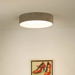 LED-taklampe Plafond, Bouclé grå, Ø 45 cm, 3-trinns dimbar