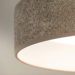 LED-taklampe Plafond, Bouclé grå, Ø 45 cm, 3-trinns dimbar