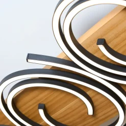 LED-taklampe Rifia, brun, 115 cm, 4 lyskilder, tre, dimbar