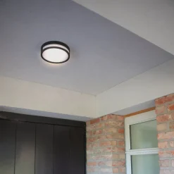 LED-taklampe Rola, utendørs, svart, Ø 18 cm