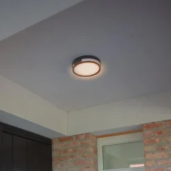 LED-taklampe Rola, utendørs, svart, Ø 18 cm