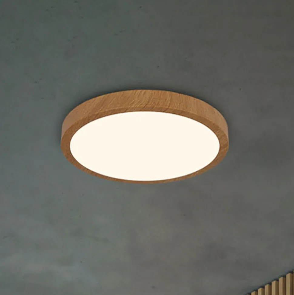 LED-taklampe Runa Wood i tre-look 3000 K Ø38cm