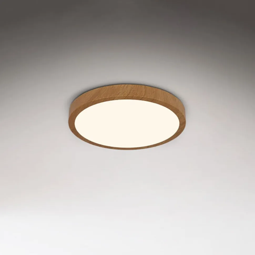 LED-taklampe Runa Wood i tre-look 3000 K Ø38cm