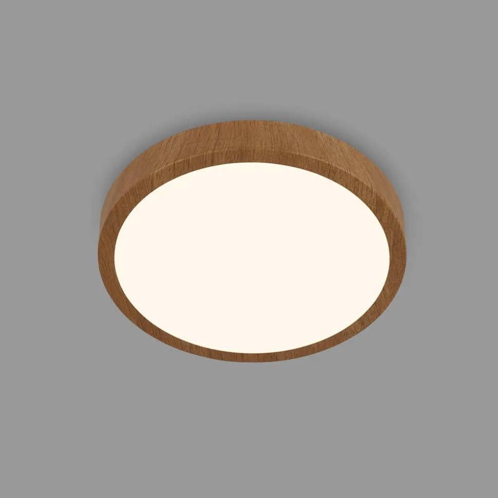 LED-taklampe Runa Wood i tre-look 3000 K Ø38cm