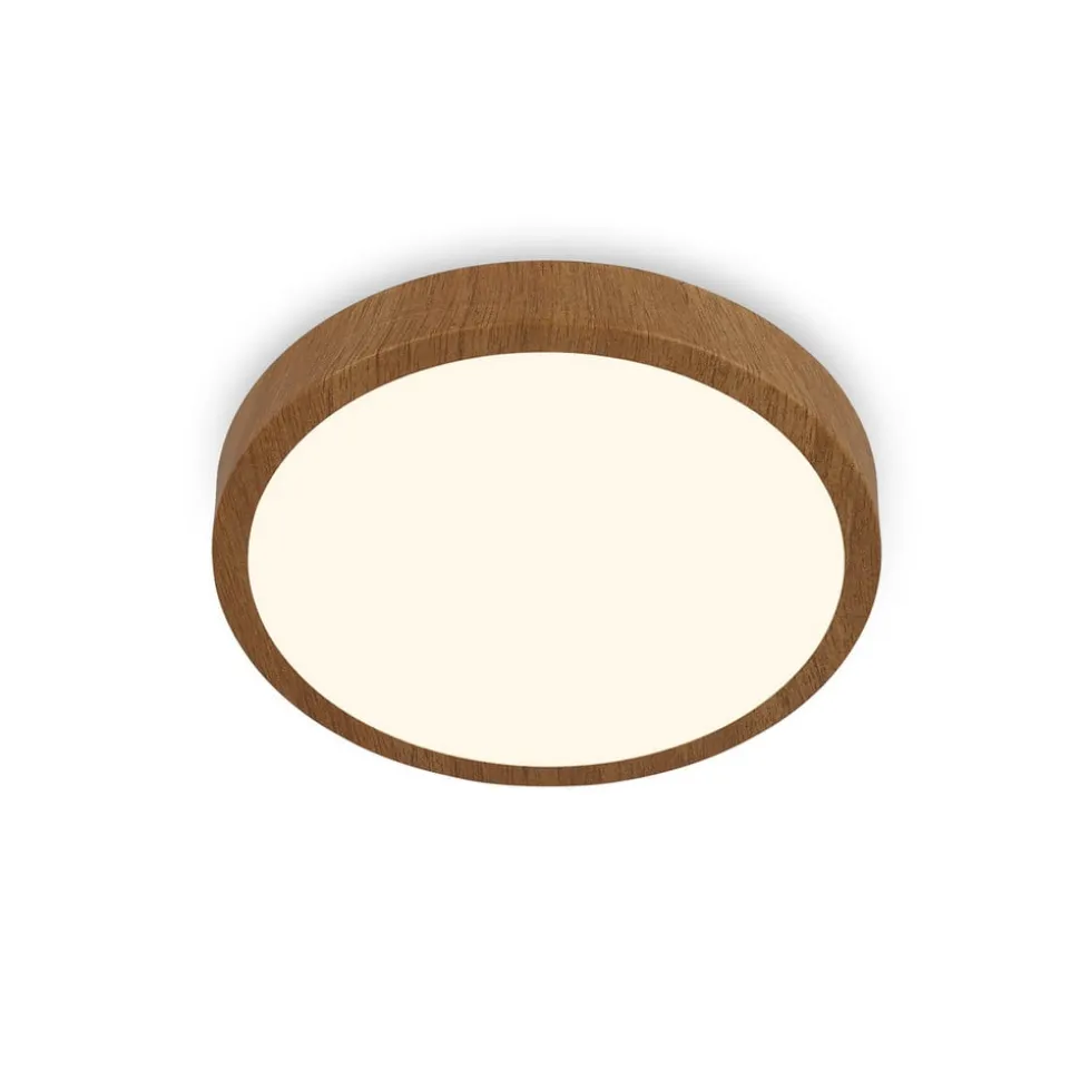LED-taklampe Runa Wood i tre-look 3000 K Ø38cm