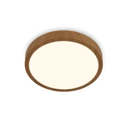 LED-taklampe Runa Wood med tre-look 3000 K Ø28cm