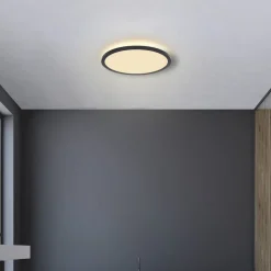 LED-taklampe Sapana, svart, rund, dimbar